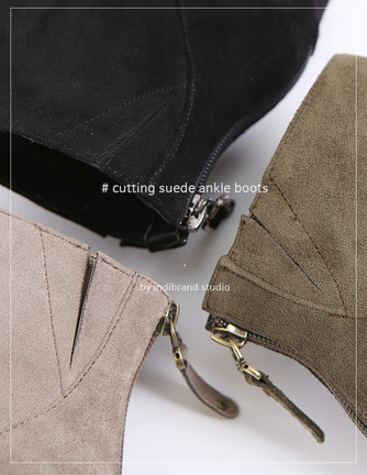 cutting suede ankle boots