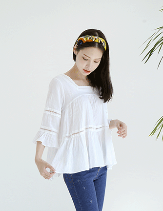 wrinkle square blouse